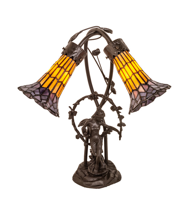 Meyda Tiffany 251676 Two Light Table Lamp, Mahogany Bronze