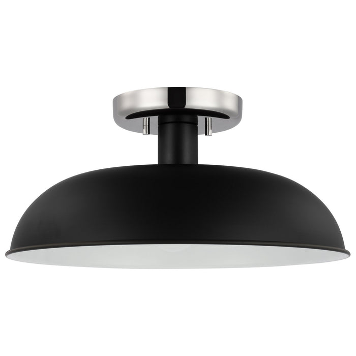 Nuvo Lighting 60-7492 One Light Flush Mount, Matte Black / Polished Nickel