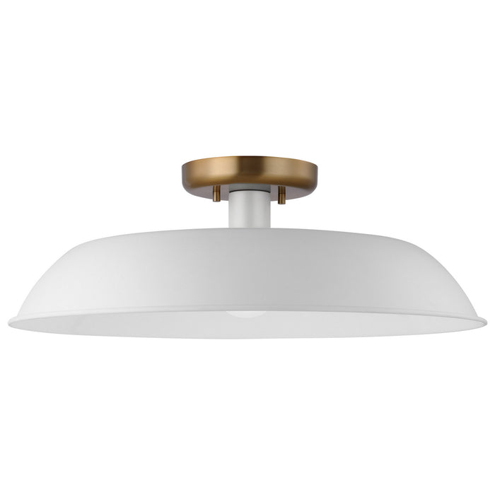 Nuvo Lighting 60-7493 One Light Flush Mount, Matte White / Burnished Brass