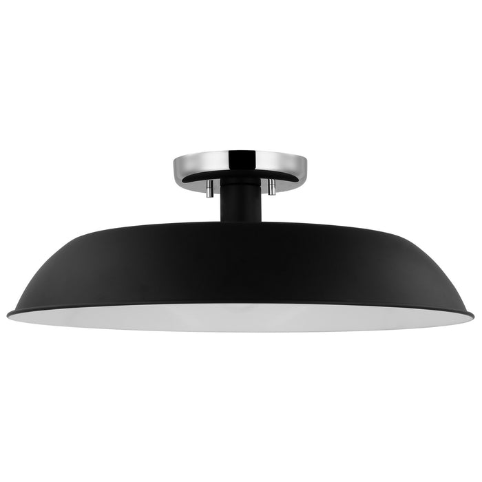 Nuvo Lighting 60-7495 One Light Flush Mount, Matte Black / Polished Nickel
