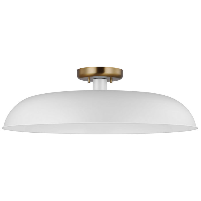 Nuvo Lighting 60-7496 One Light Flush Mount, Matte White / Burnished Brass