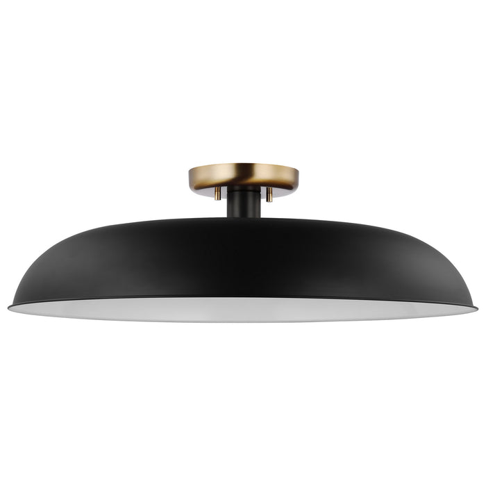 Nuvo Lighting 60-7497 One Light Flush Mount, Matte Black / Burnished Brass