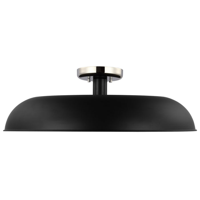 Nuvo Lighting 60-7498 One Light Flush Mount, Matte Black / Polished Nickel