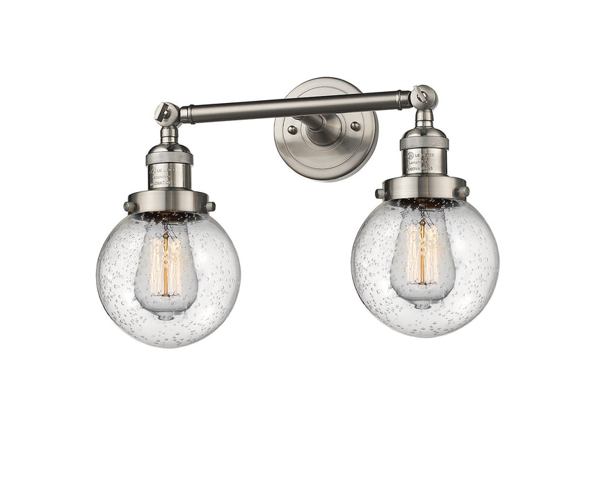 Innovations 208-SN-G204-6 Two Light Bath Vanity, Brushed Satin Nickel