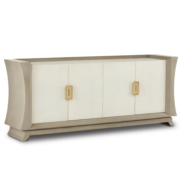 Currey and Company 3000-0212 Credenza, Oyster Gray/Cream/Brushed Polished Brass