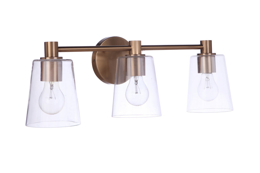 Craftmade 12623SB3 Three Light Vanity, Satin Brass
