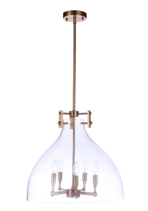 Craftmade 55895-SB Five Light Pendant, Satin Brass