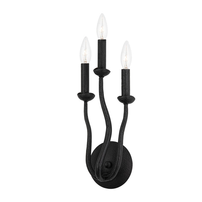 Troy Lighting B1083-BI Three Light Wall Sconce, Black Iron