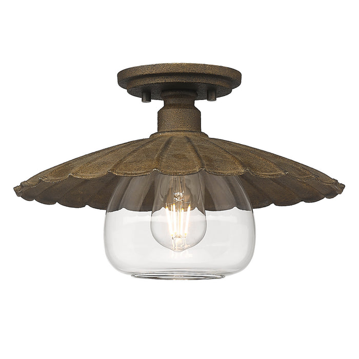 Golden 3124-FM DR-CLR One Light Flush Mount, Dark Rust