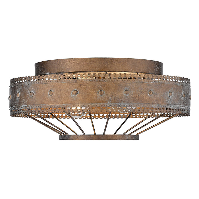 Golden 7856-FM CP Two Light Flush Mount, Copper Patina