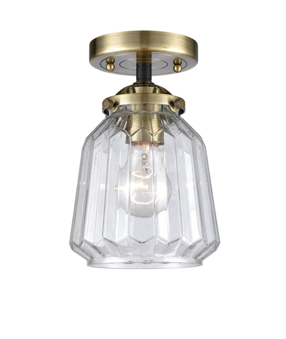 Innovations 284-1C-BAB-G142 One Light Semi-Flush Mount, Black Antique Brass
