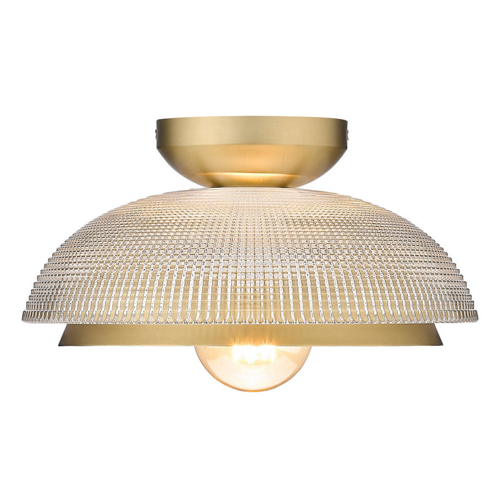 Golden 0309-FM BCB-RPG One Light Flush Mount, Brushed Champagne Bronze