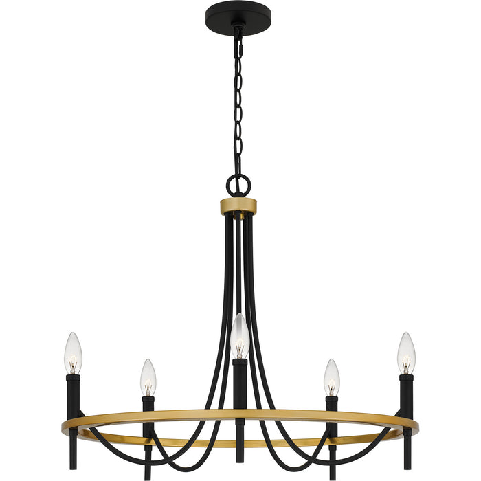 Quoizel LGR5026MBK Five Light Chandelier, Matte Black