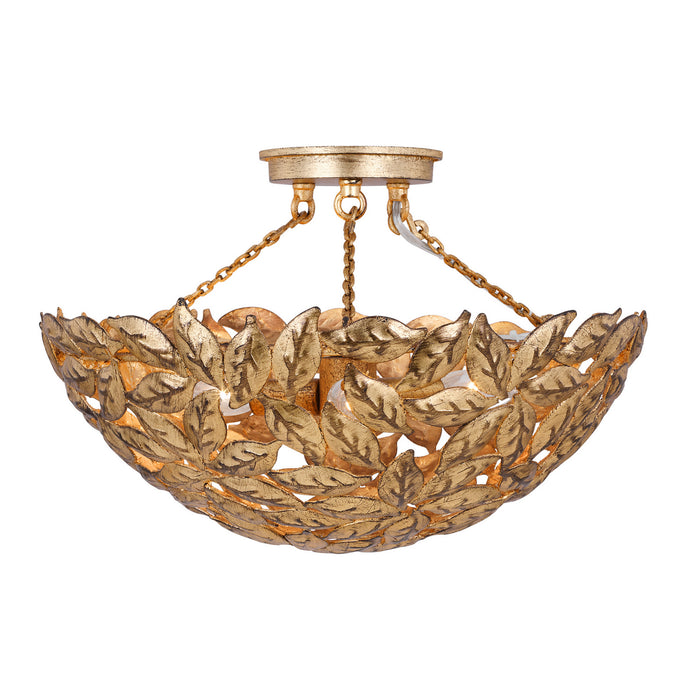 Visual Comfort Studio AF1173ADB Three Light Semi Flush Mount, Antique Gild