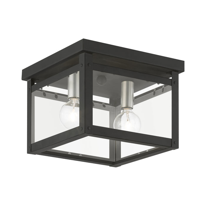 Livex Lighting 4031-04 Two Light Flush Mount, Black w/Brushed Nickel Finish Candles
