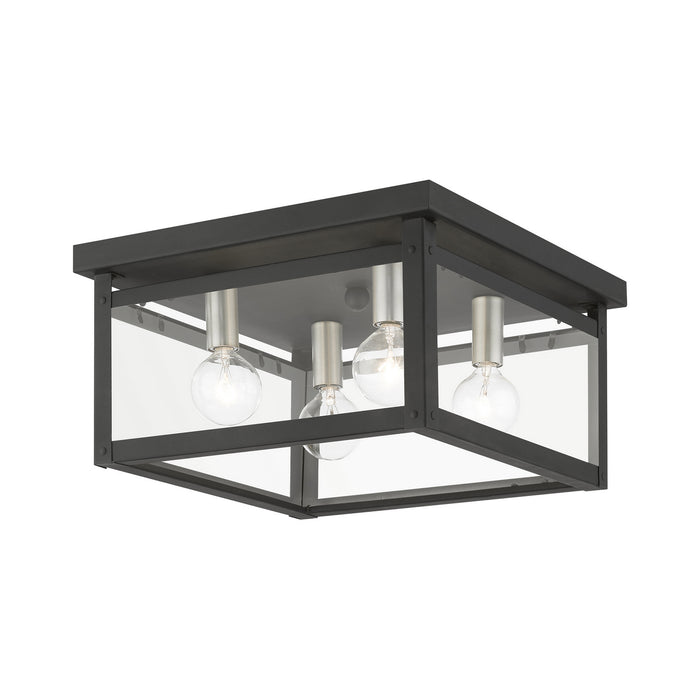 Livex Lighting 4032-04 Four Light Flush Mount, Black w/Brushed Nickel Finish Candles