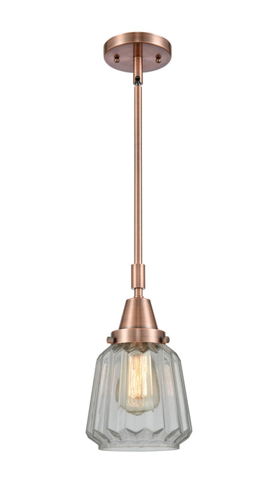 Innovations 447-1S-AC-G142 One Light Mini Pendant, Antique Copper