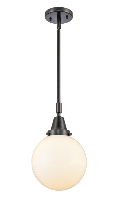 Innovations 447-1S-BK-G201-8 One Light Mini Pendant, Matte Black