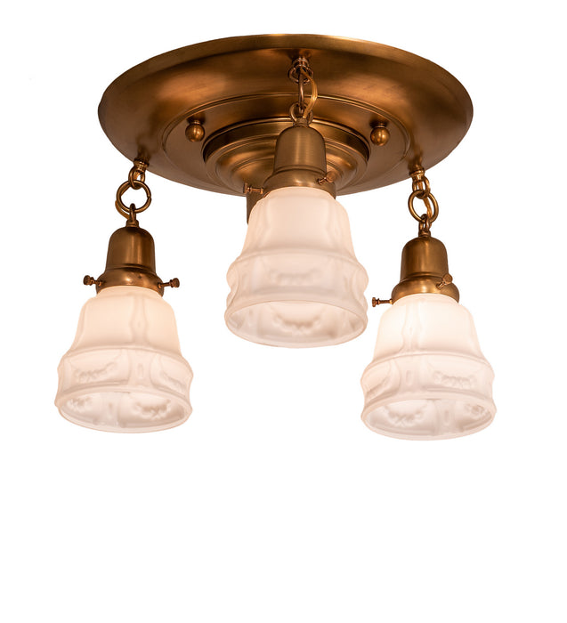 Meyda Tiffany 255388 Three Light Flushmount, Polished Brass