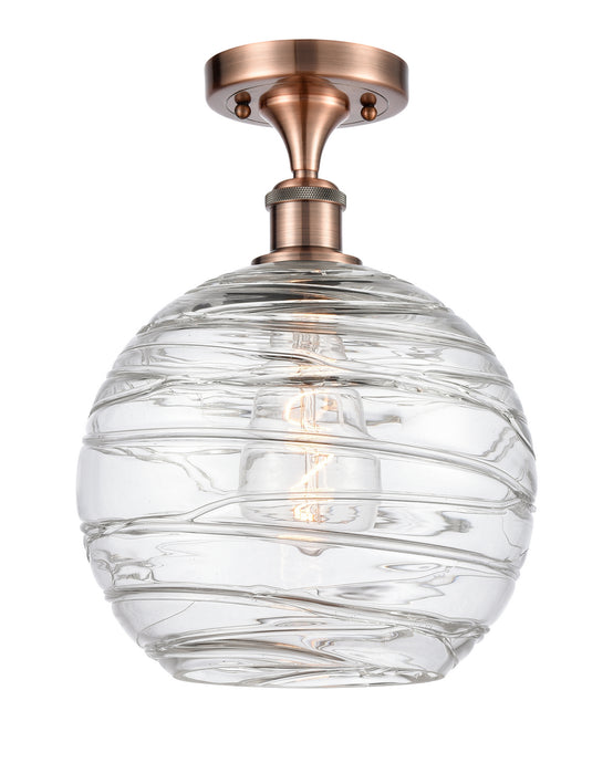 Innovations 516-1C-AC-G1213-10 One Light Semi-Flush Mount, Antique Copper