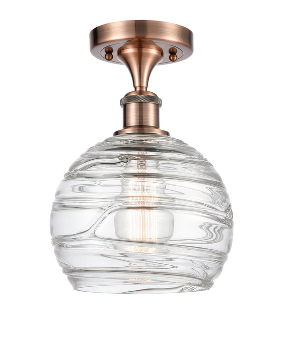 Innovations 516-1C-AC-G1213-8 One Light Semi-Flush Mount, Antique Copper