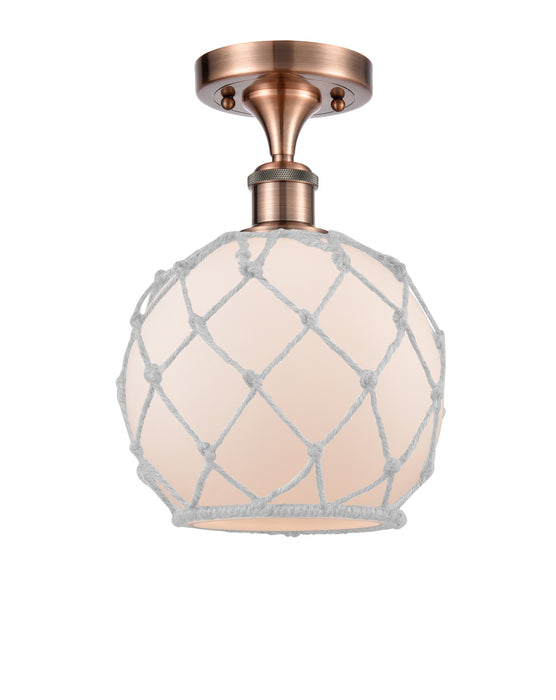 Innovations 516-1C-AC-G121-8RW One Light Semi-Flush Mount, Antique Copper