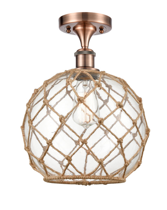 Innovations 516-1C-AC-G122-10RB-LED LED Semi-Flush Mount, Antique Copper