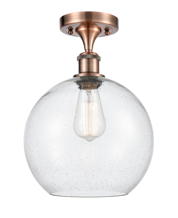Innovations 516-1C-AC-G124-10-LED LED Semi-Flush Mount, Antique Copper