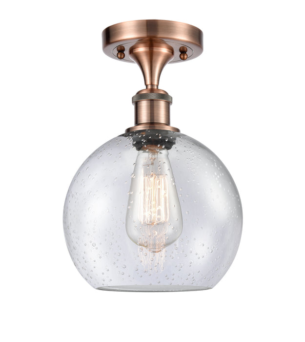 Innovations 516-1C-AC-G124-8-LED LED Semi-Flush Mount, Antique Copper