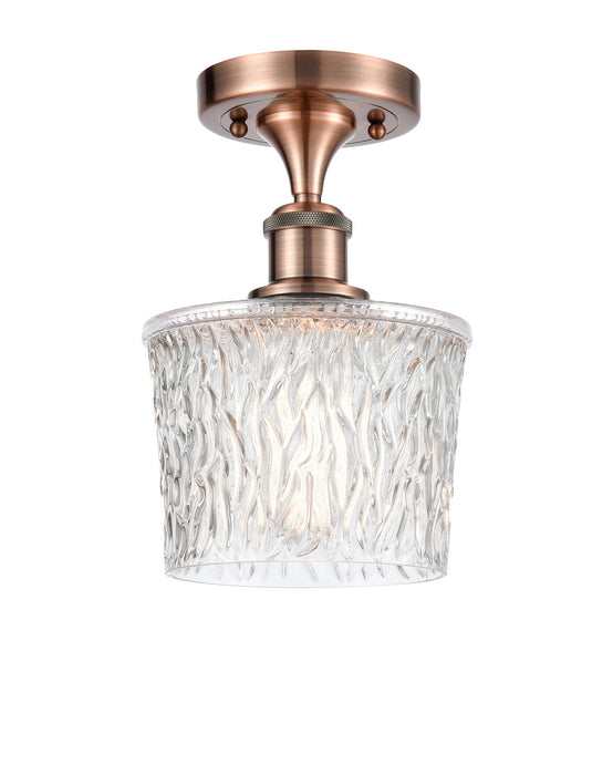 Innovations 516-1C-AC-G402 One Light Semi-Flush Mount, Antique Copper