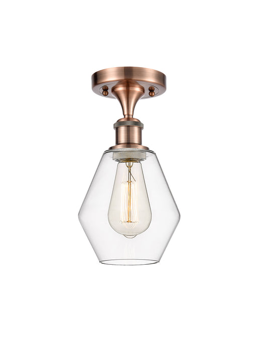 Innovations 516-1C-AC-G652-6 One Light Semi-Flush Mount, Antique Copper