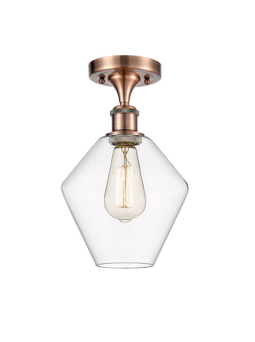 Innovations 516-1C-AC-G652-8 One Light Semi-Flush Mount, Antique Copper
