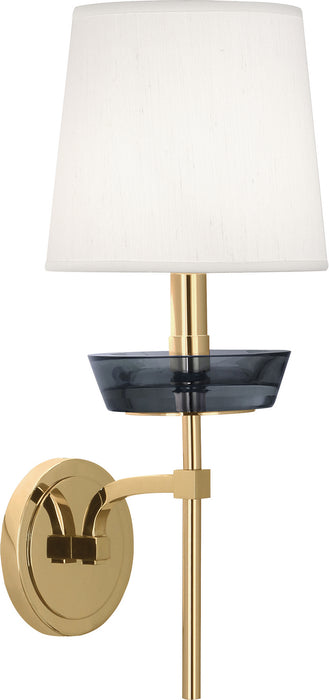 Robert Abbey 629 One Light Wall Sconce, Modern Brass w/ Smoke Crystal