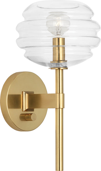Robert Abbey CL66 One Light Wall Sconce, Modern Brass w/ Clear Glass