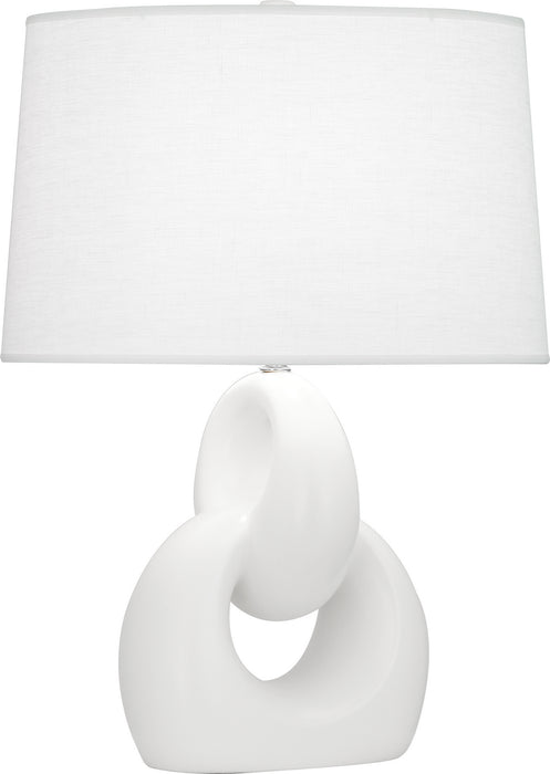 Robert Abbey MLY81 One Light Table Lamp, Matte Lily Glazed Ceramic w/Polished Nickel