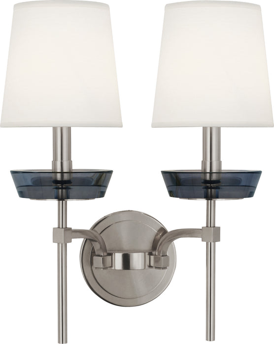 Robert Abbey S609 Two Light Wall Sconce, Polished Nickel w/ Smoke Crystal