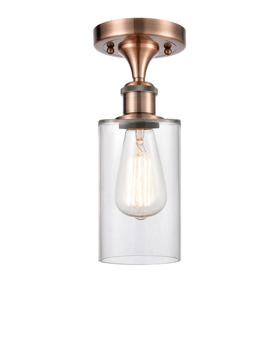 Innovations 516-1C-AC-G802 One Light Semi-Flush Mount, Antique Copper