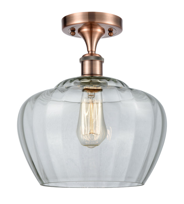 Innovations 516-1C-AC-G92-L One Light Semi-Flush Mount, Antique Copper