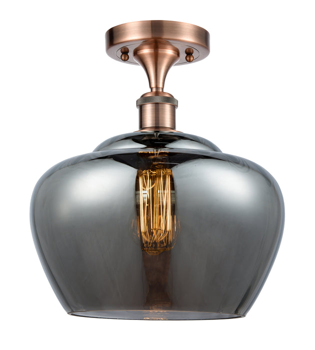 Innovations 516-1C-AC-G93-L One Light Semi-Flush Mount, Antique Copper