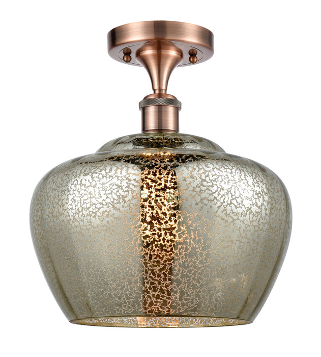 Innovations 516-1C-AC-G96-L One Light Semi-Flush Mount, Antique Copper