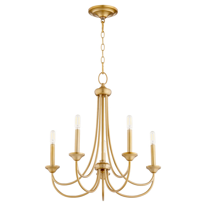 Quorum 6250-5-80 Five Light Chandelier, Aged Brass