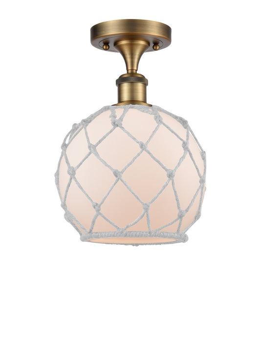 Innovations 516-1C-BB-G121-8RW One Light Semi-Flush Mount, Brushed Brass