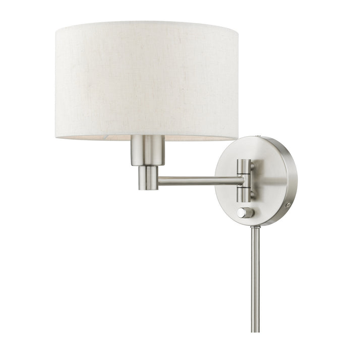 Livex Lighting 40940-91 One Light Swing Arm Wall Lamp, Brushed Nickel
