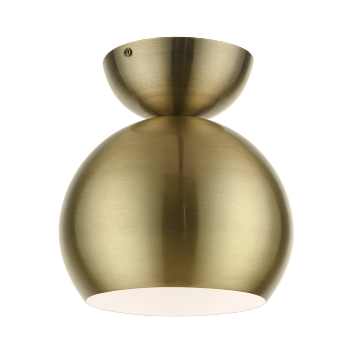 Livex Lighting 45487-01 One Light Semi-Flush Mount, Antique Brass