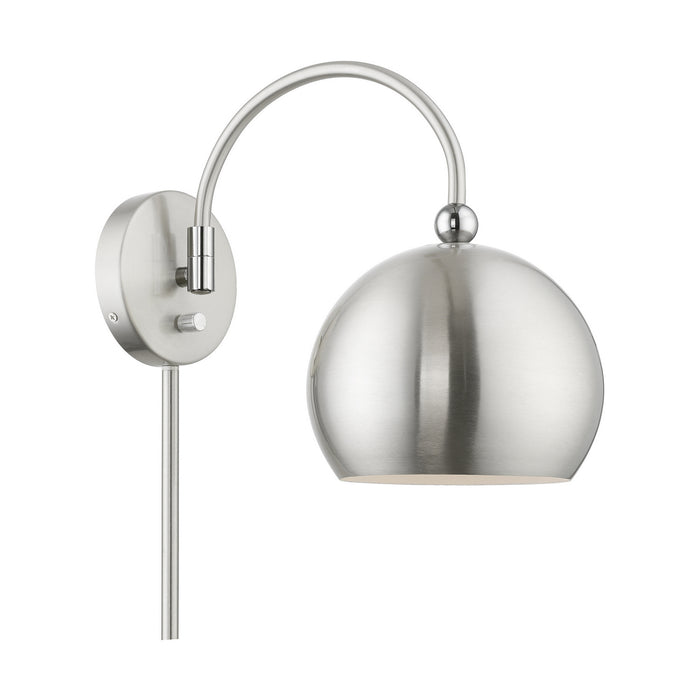 Livex Lighting 45489-91 One Light Swing Arm Wall Lamp, Brushed Nickel w/Polished Chrome