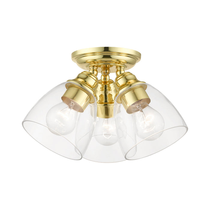 Livex Lighting 46339-02 Three Light Semi-Flush Mount, Polished Brass