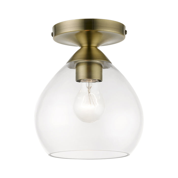 Livex Lighting 46500-01 One Light Semi-Flush Mount, Antique Brass