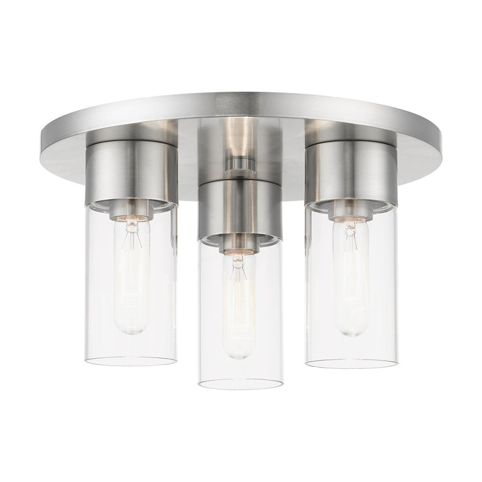 Livex Lighting 48762-91 Three Light Flush Mount, Brushed Nickel
