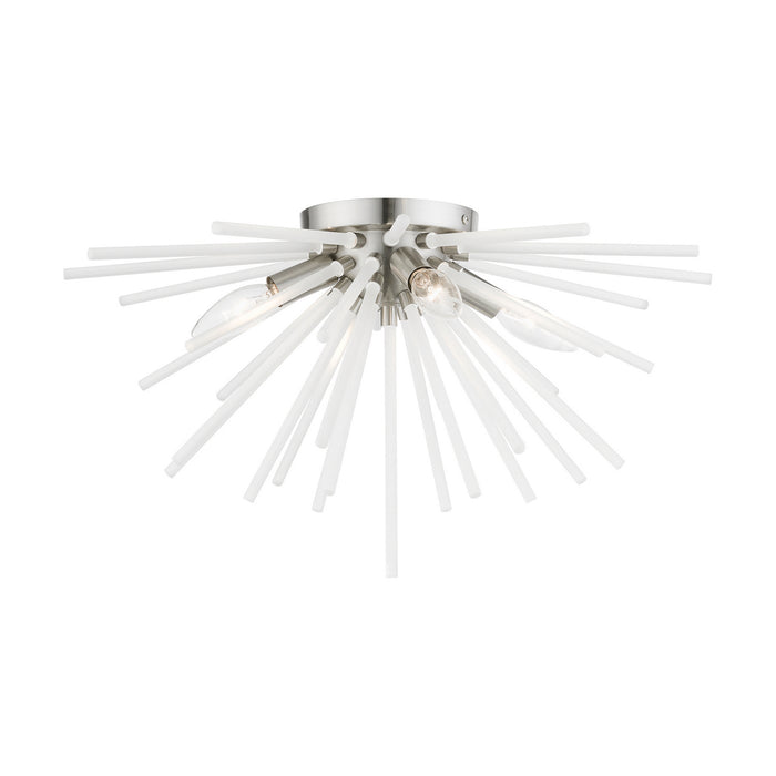 Livex Lighting 48820-91 Four Light Flush Mount, Brushed Nickel