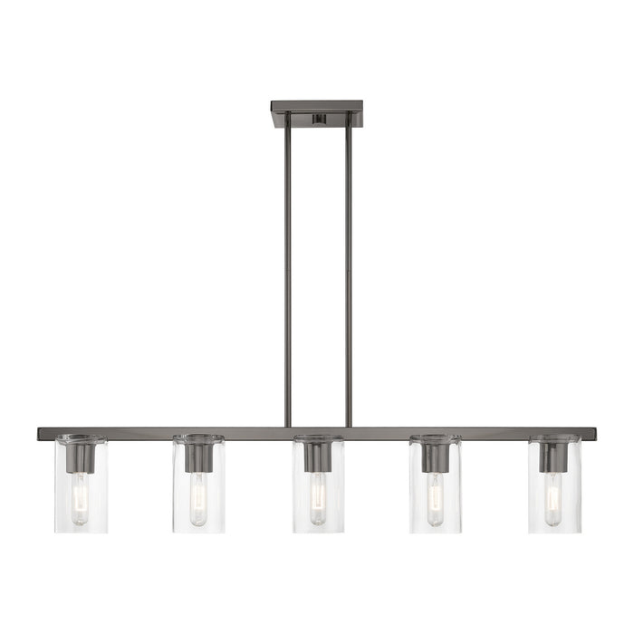 Livex Lighting 49275-46 Five Light Linear Chandelier, Black Chrome